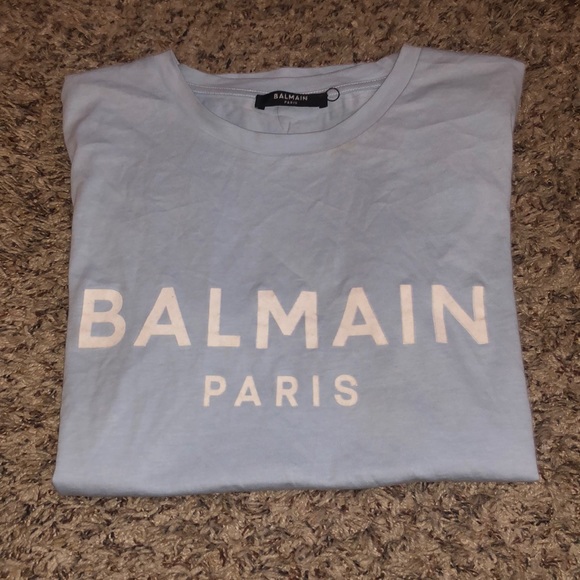 Balmain Tops - Baby Blue balmain t shirt